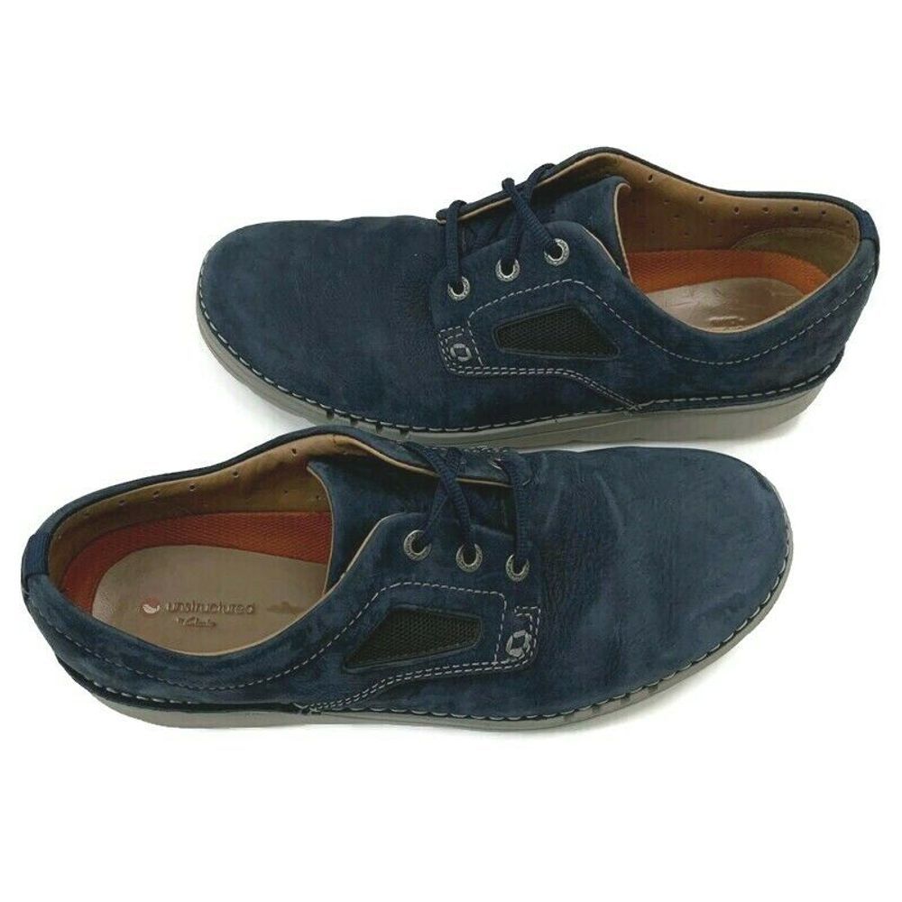 Unstructured Clark's Sz 13 Navy Blue Suede Shoes